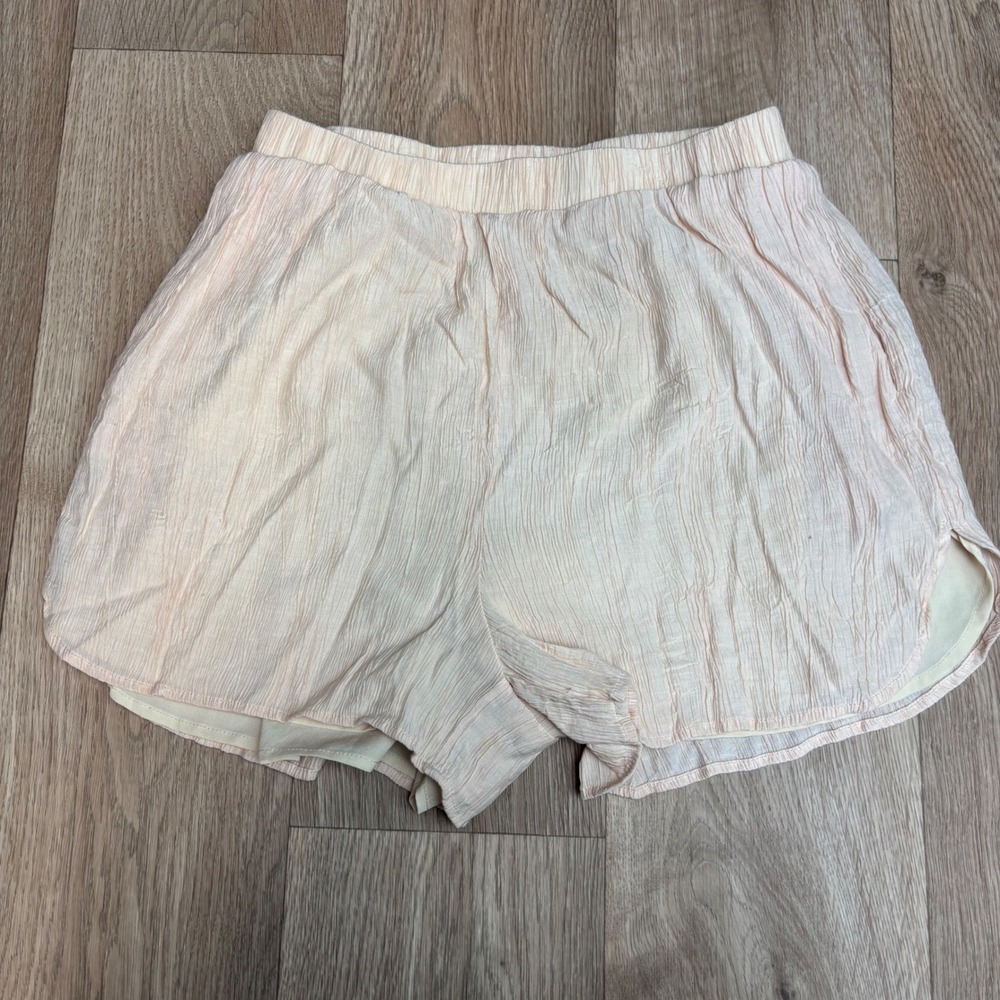 Commense Peach Plisse Textured Elastic Waist Dolphin Shorts Womens Medium